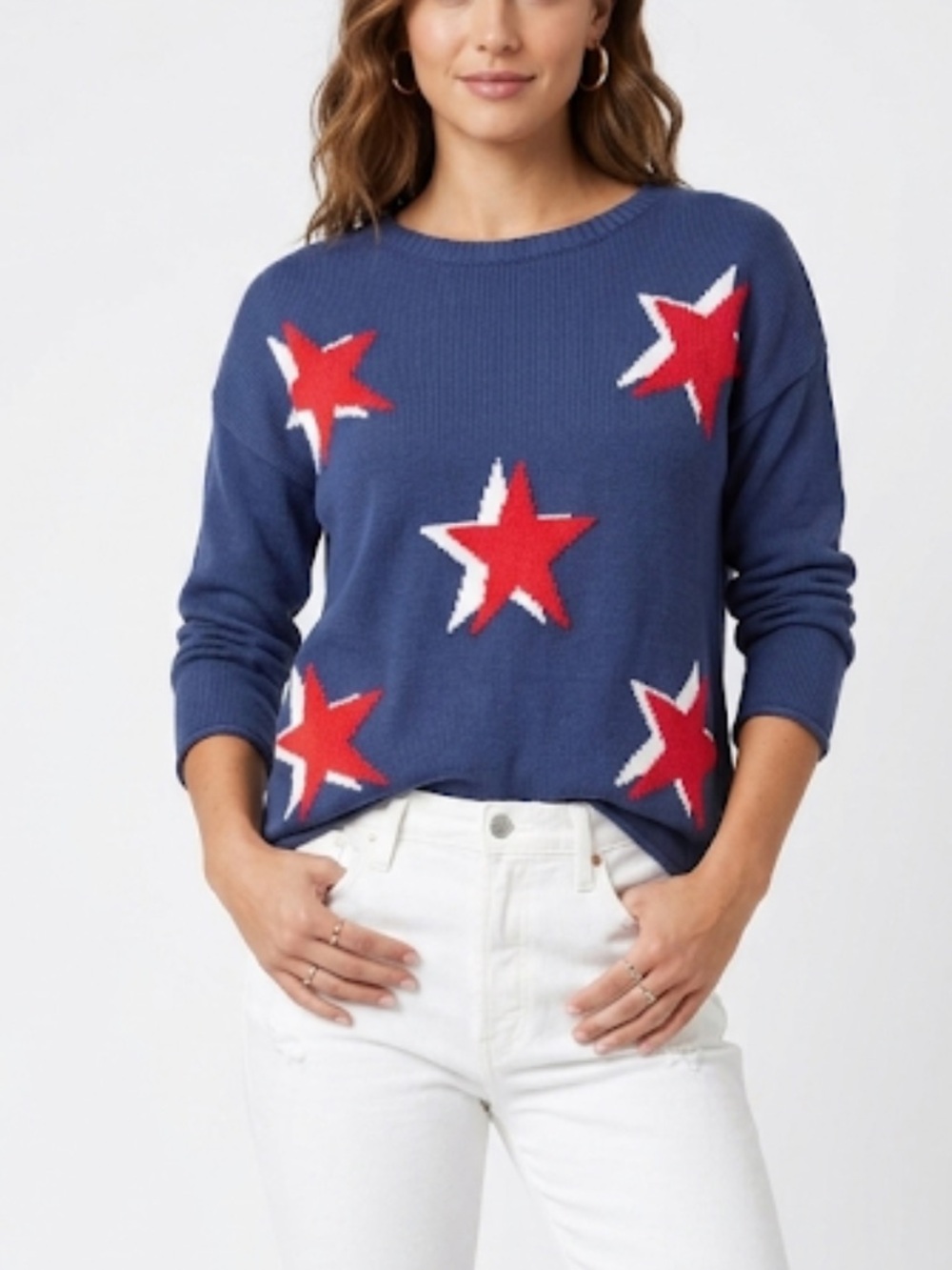 Pink Pineapple Cotton Patriotic Stars Sweater